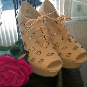 Women's Shoes, Bamboo, Wedge High Heels, Beige